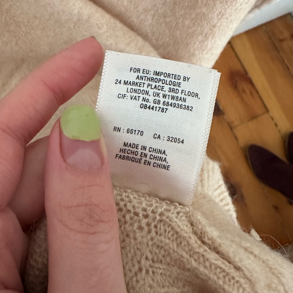Cozy Nude Colored Moth by Anthropologie Sweater • Size S • EUC! - Picture 7 of 8